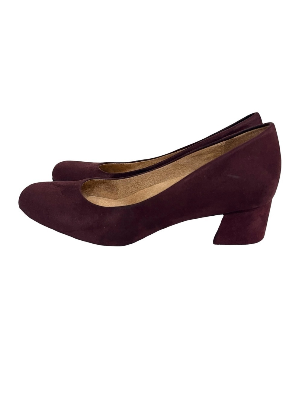 Naturalizer Burgundy Suede Round-Toe Low Block Heels 6 - Picture 5 of 7